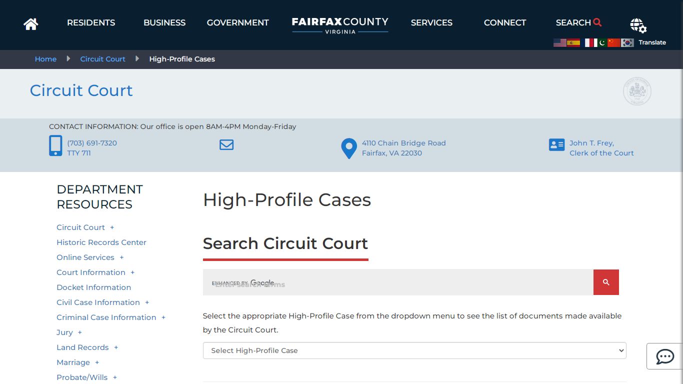 High-Profile Cases | Circuit Court - Fairfax County, Virginia